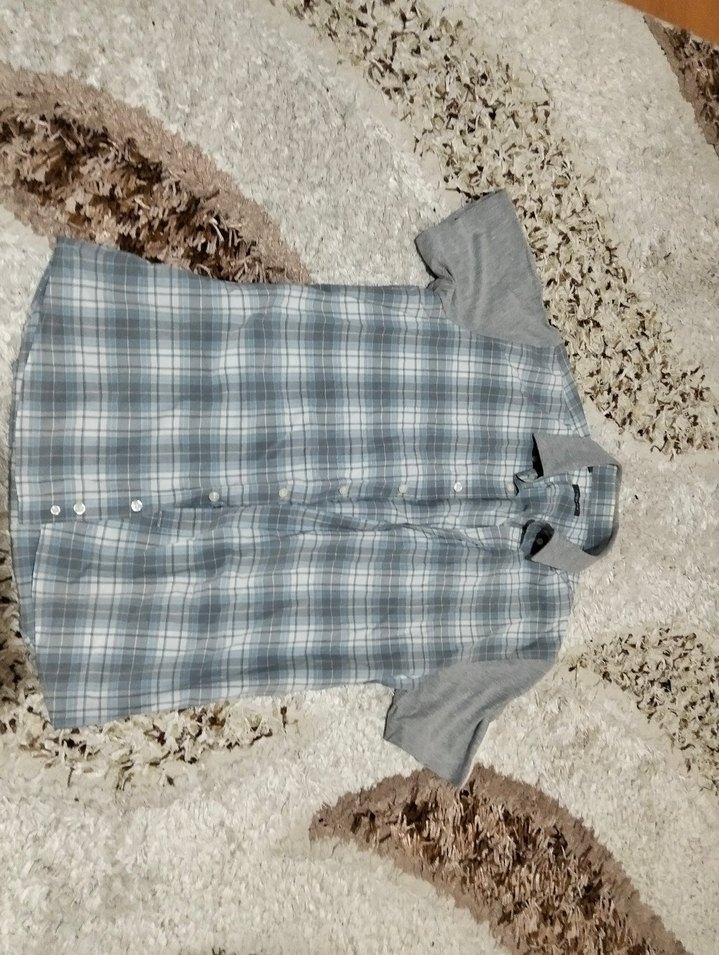 Gri Kısa Kollu Regular Fit Erkek Gömlek - Görsel 5