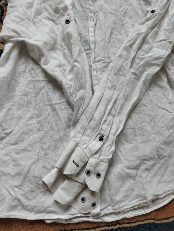 Erkek Beyaz Keten Gömlek Uzun Kollu - Görsel 4