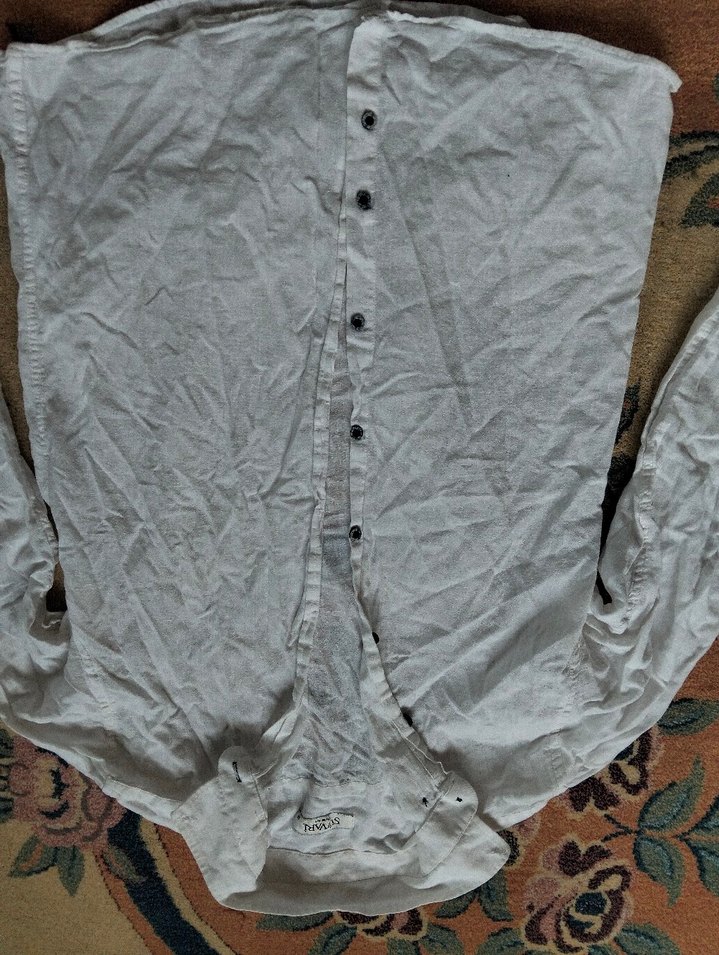 Erkek Beyaz Keten Gömlek Uzun Kollu - Görsel 3