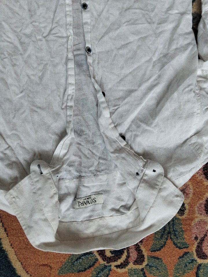 Erkek Beyaz Keten Gömlek Uzun Kollu - Görsel 2