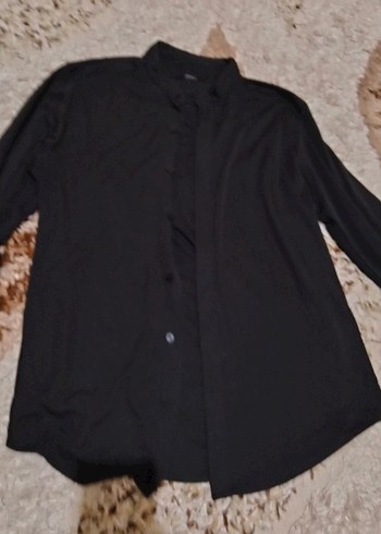 Siyah Uzun Kollu Düğmeli Erkek Gömlek - Görsel 2