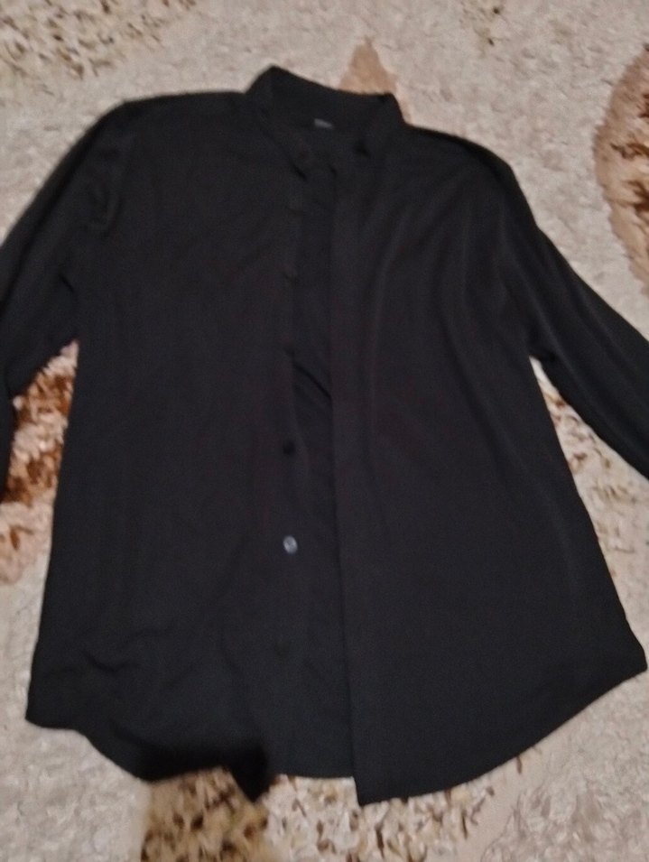 Siyah Uzun Kollu Düğmeli Erkek Gömlek - Görsel 2