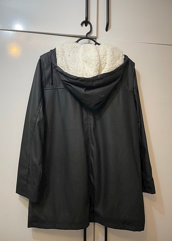 yünlü deri yağmurluk mont - Görsel 3