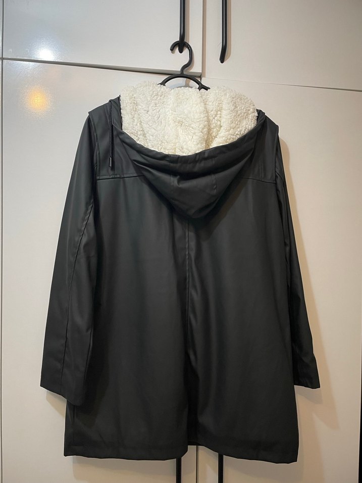 yünlü deri yağmurluk mont - Görsel 3