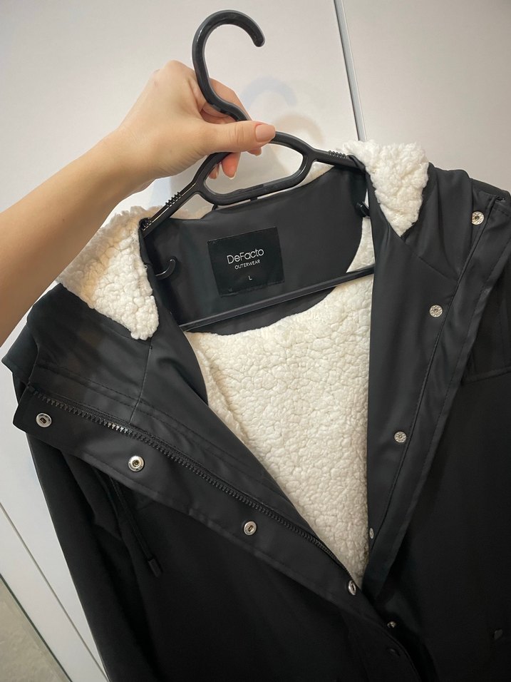 yünlü deri yağmurluk mont - Görsel 2