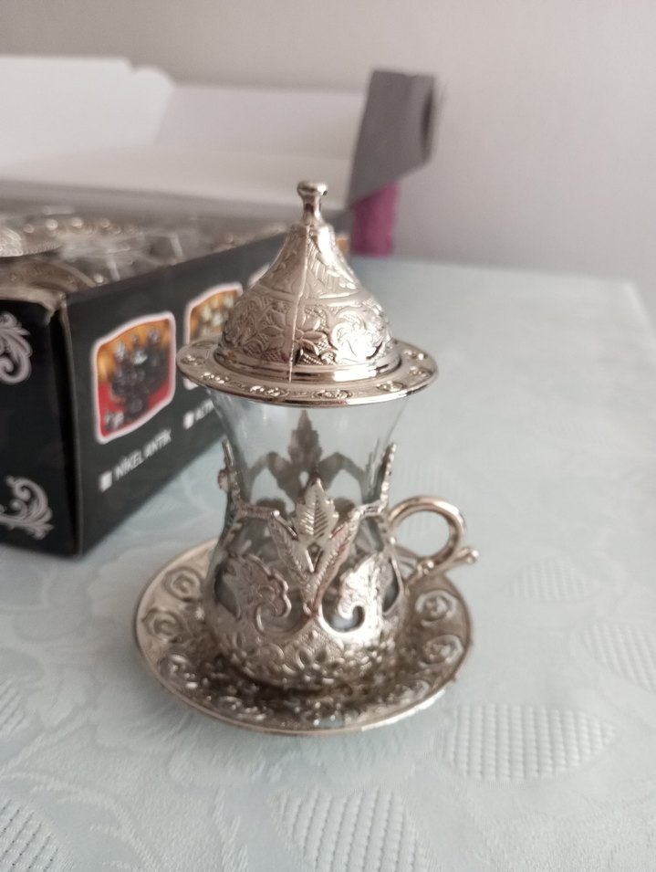 Gümüş Desenli Çay Seti 12 Parça - Görsel 3