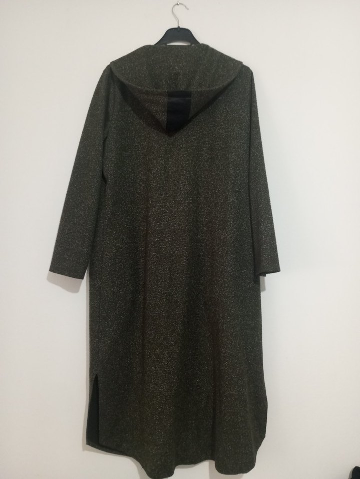 Gri Uzun Kadın Fermuarlı Kaban - Görsel 4