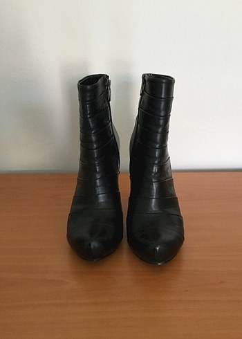 Siyah Pliseli Deri Stiletto Bot - Görsel 6