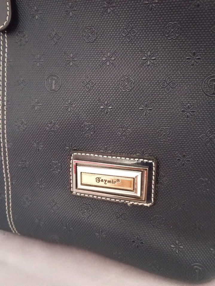 Lacivert Deri Tokalı İş Kadın Çantası - Görsel 4