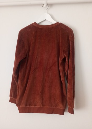 Kadın Kahverengi kadife  Salaş Sweatshirt - Görsel 3