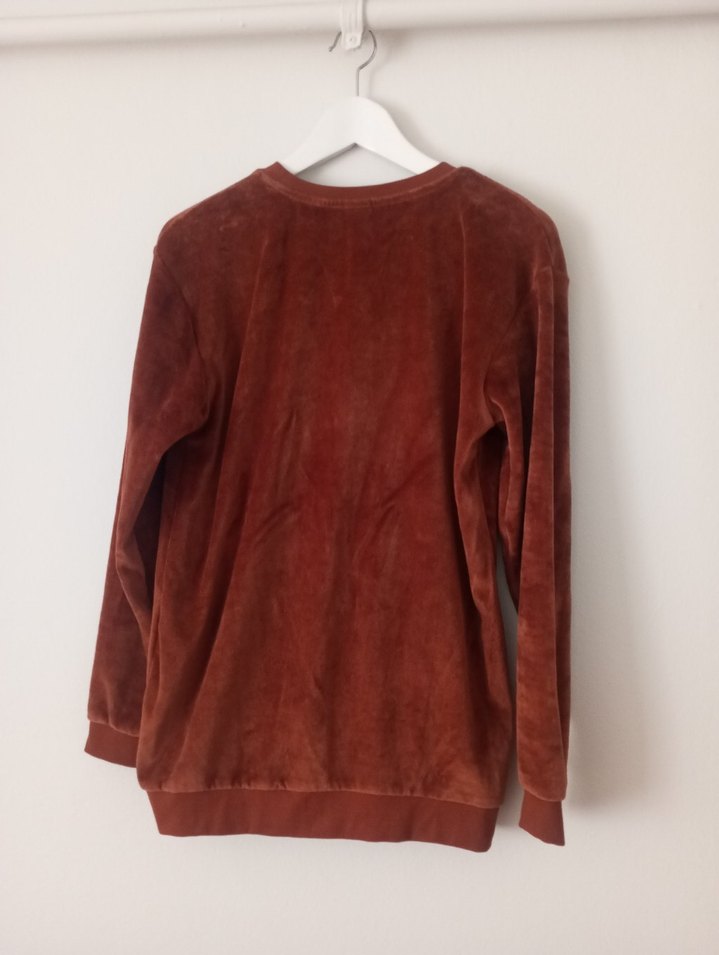 Kadın Kahverengi kadife  Salaş Sweatshirt - Görsel 3