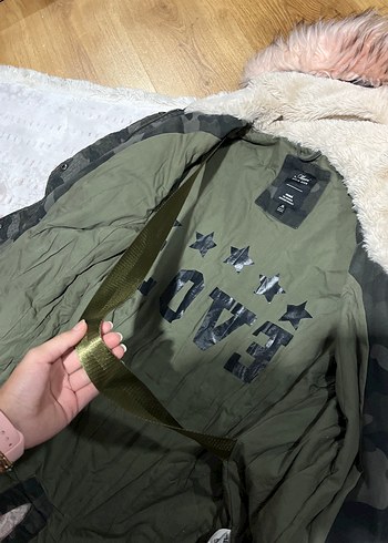 Kadın Kamuflaj Desenli Kürklü Kışlık Mont - Görsel 6