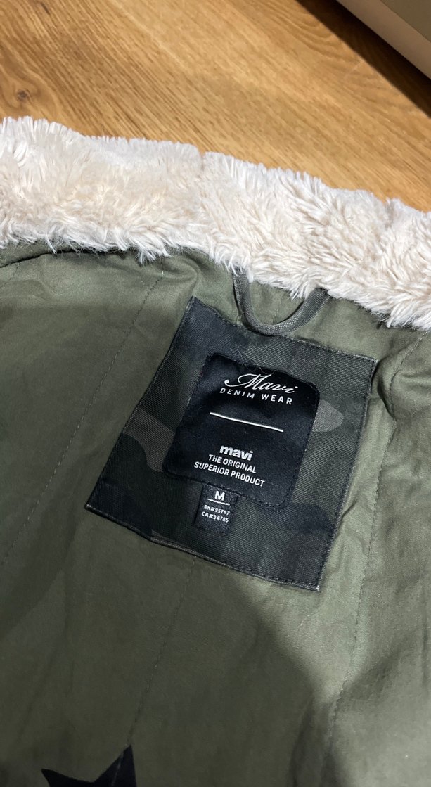 Kadın Kamuflaj Desenli Kürklü Kışlık Mont - Görsel 2