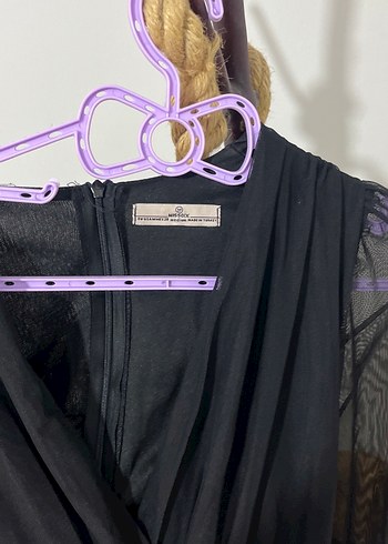 Siyah Drapeli Mini Elbise - Görsel 3