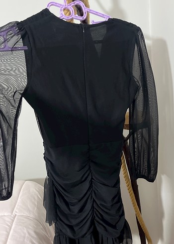 Siyah Drapeli Mini Elbise - Görsel 4