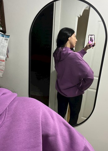 Mor Yüksek Yakalı Kadın Sweatshirt - Görsel 3