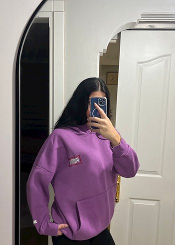 Mor Yüksek Yakalı Kadın Sweatshirt - Görsel 2