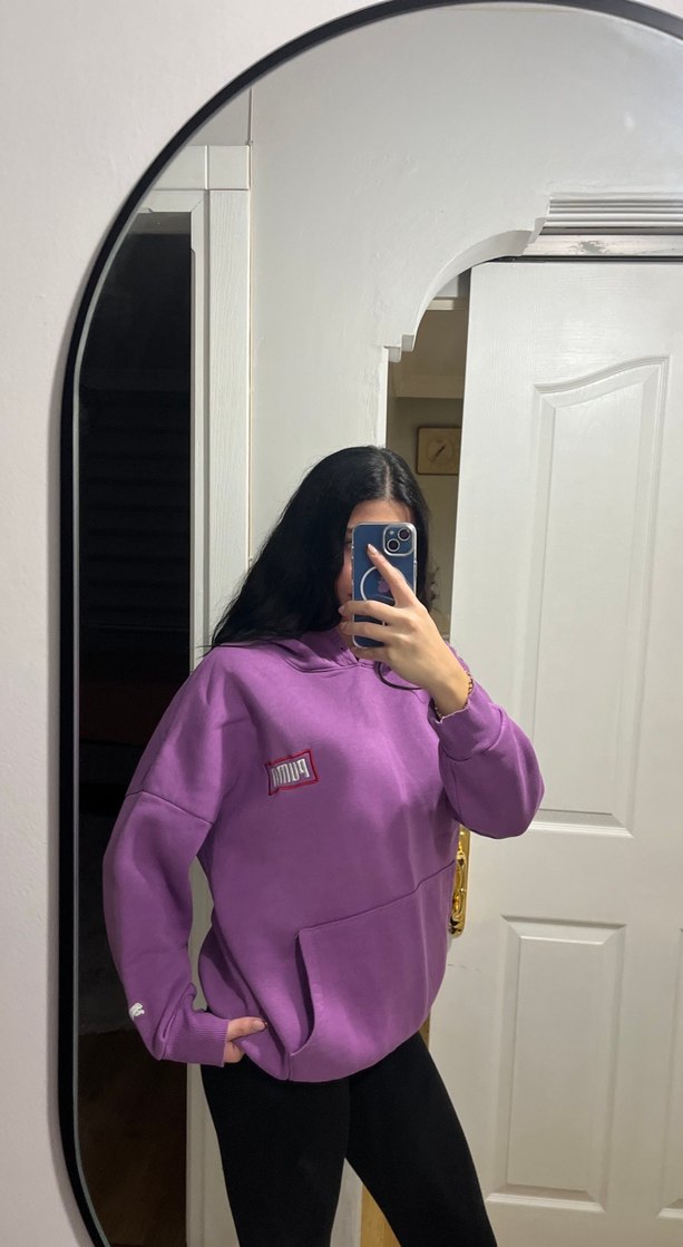 Mor Yüksek Yakalı Kadın Sweatshirt - Görsel 2