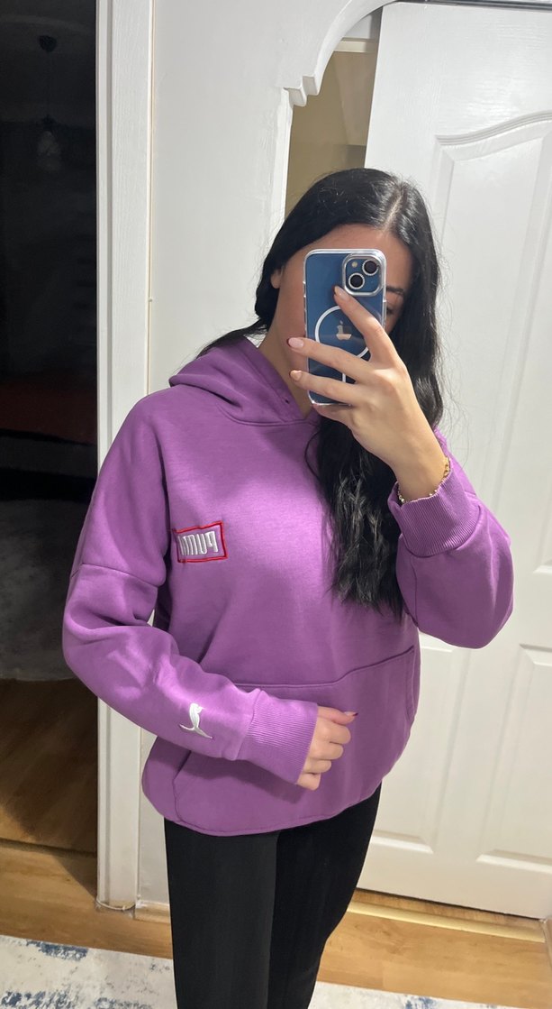 Mor Yüksek Yakalı Kadın Sweatshirt - Görsel 4