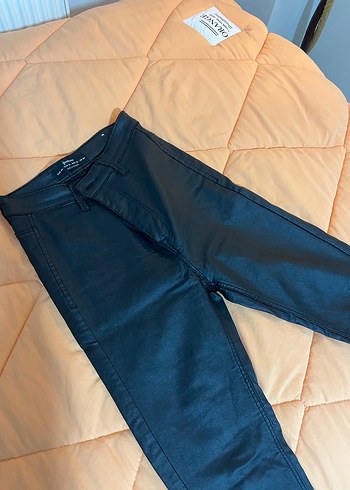 Düğmeli Siyah Baskılı Denim Kadın Pantolon - Görsel 5