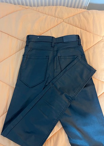 Düğmeli Siyah Baskılı Denim Kadın Pantolon - Görsel 3