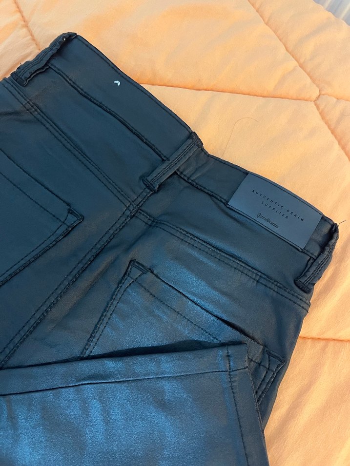 Düğmeli Siyah Baskılı Denim Kadın Pantolon - Görsel 4