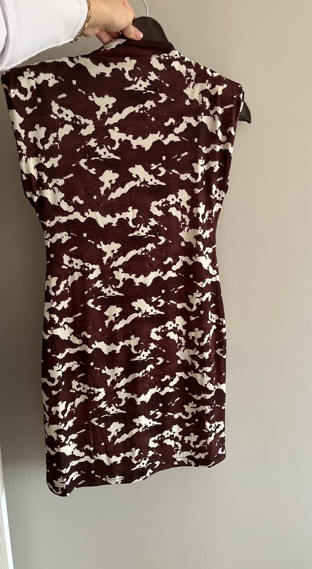 Bordo Bağlamalı Midi Kalem Elbise - Görsel 2