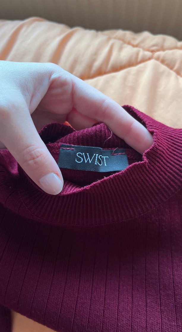 Bordo Crop Top ve Pantolon Takımı - Görsel 3