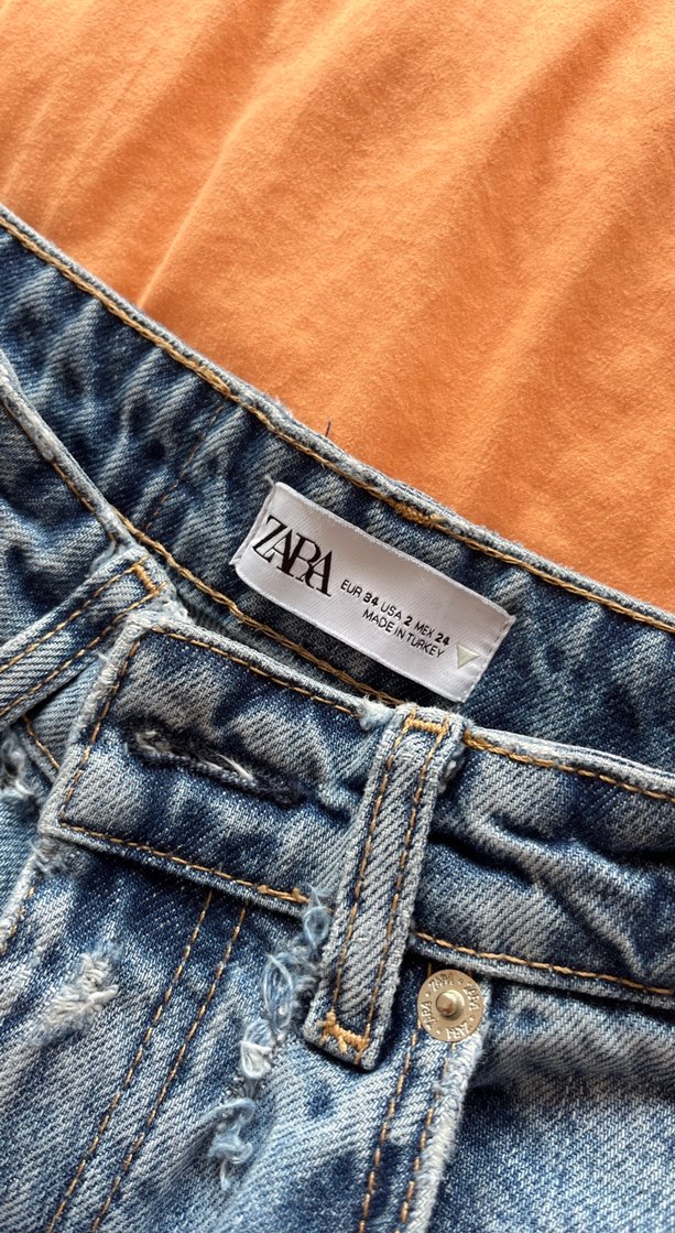 Düğmeli Gri Midi Bol Kesim Kadın Kot Pantolon - Görsel 5