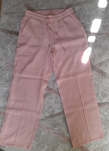 Toz pembe önü dikişli pantolon 