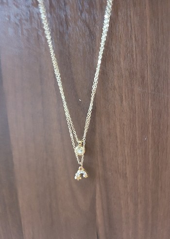 Zincir Detaylı Altın Rengi Midi Kolye - Görsel 2