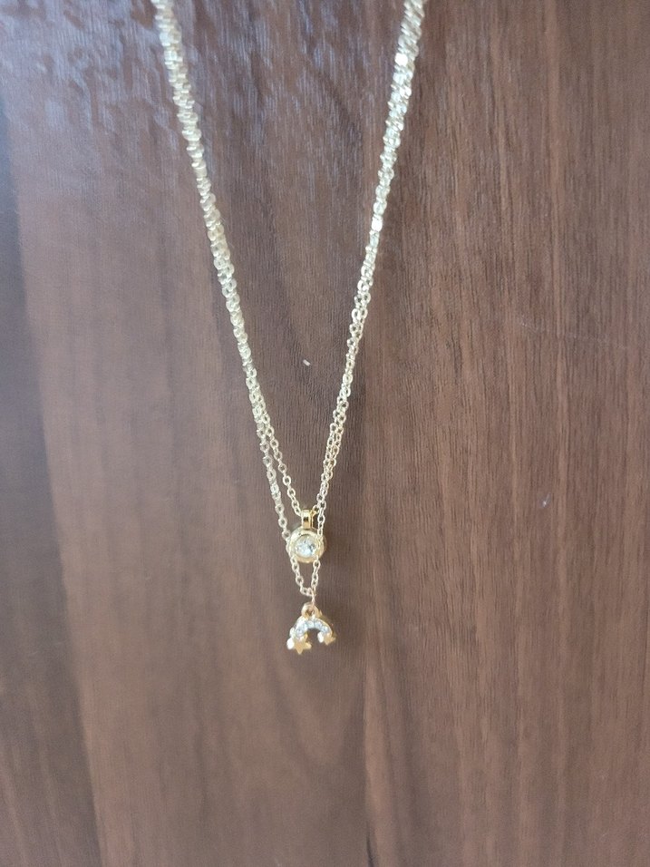 Zincir Detaylı Altın Rengi Midi Kolye - Görsel 2