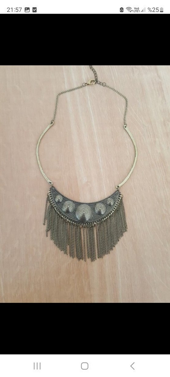 Uzun Zincir Detaylı Bohem Kadın Kolye - Görsel 2