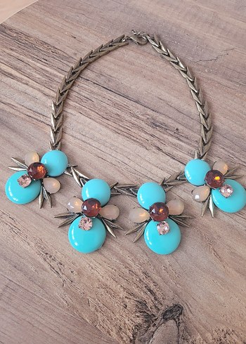 Turkuaz Boncuklu Bohem Kolye - Görsel 3