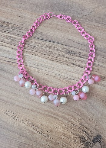 Pembe Boncuklu Bohem Midi Kolye - Görsel 2