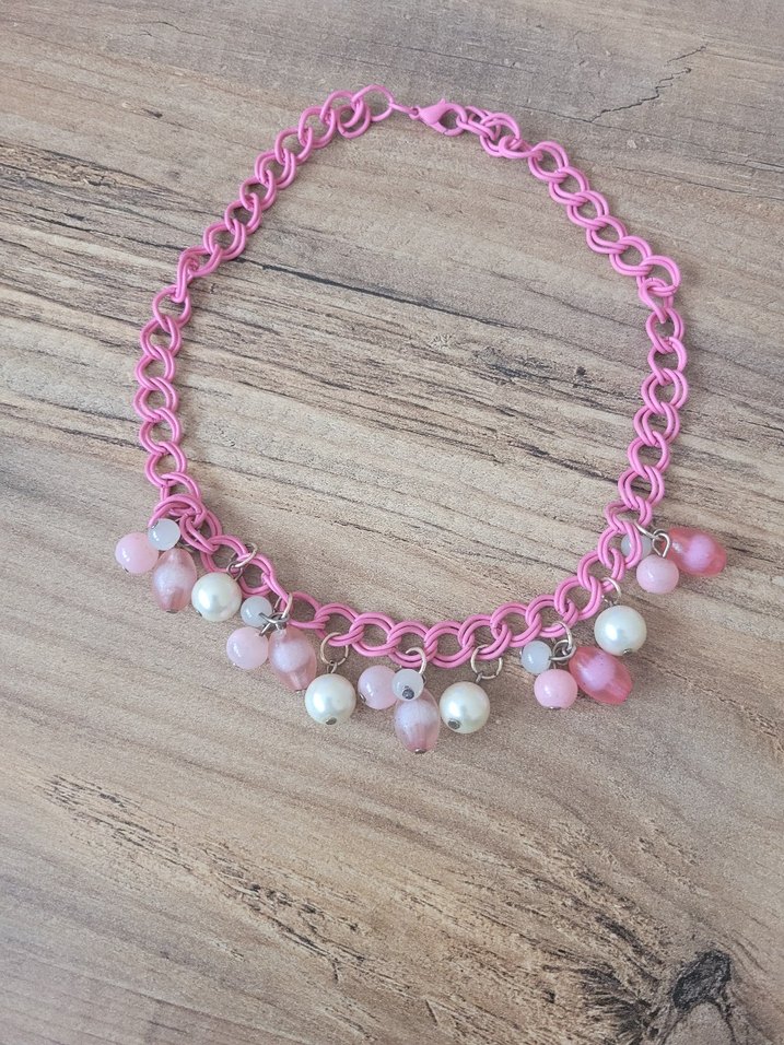 Pembe Boncuklu Bohem Midi Kolye - Görsel 2