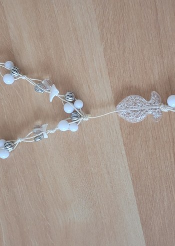 Uzun Beyaz Boncuklu Bohem Kolye - Görsel 2