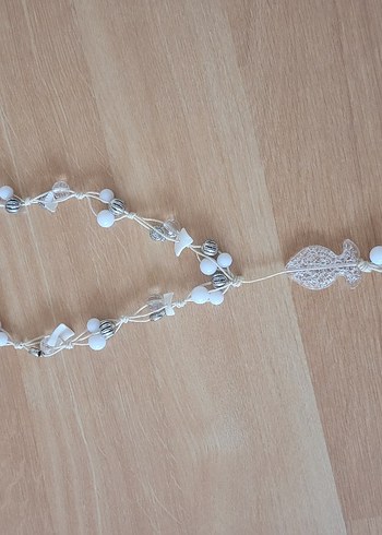 Uzun Beyaz Boncuklu Bohem Kolye - Görsel 3