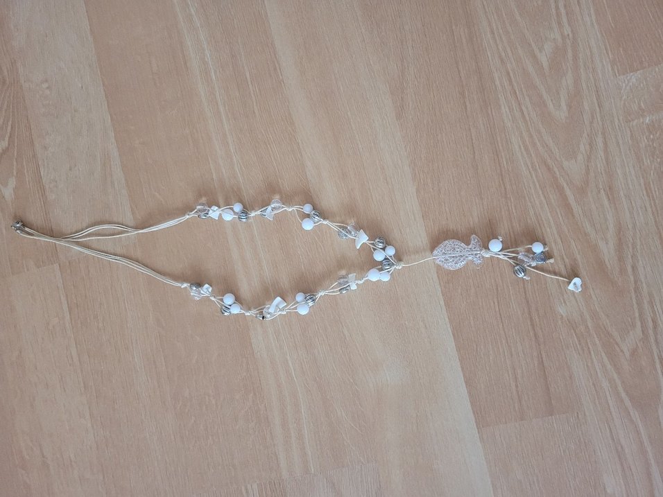 Uzun Beyaz Boncuklu Bohem Kolye - Görsel 4