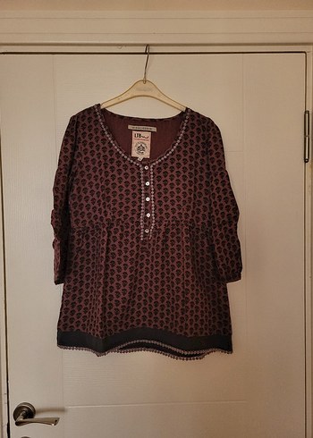 xs Beden bordo Renk Bordo Bohem Düğmeli bluz