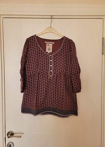 LTB Bordo Bohem Düğmeli bluz