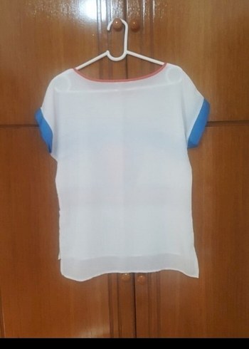 Collezione Beyaz Desenli Bohem Kısa Kollu Bluz