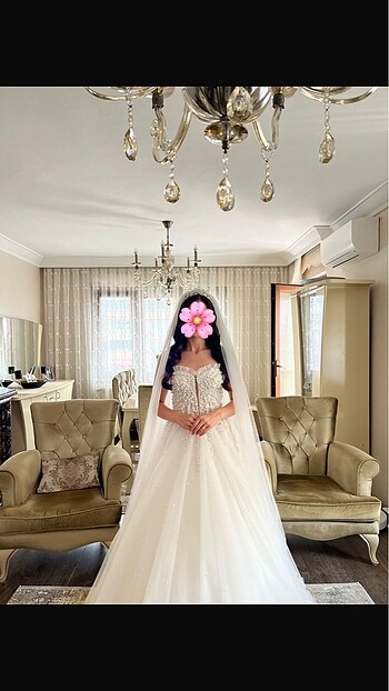 İncili Straplez Gelinlik - Görsel 9