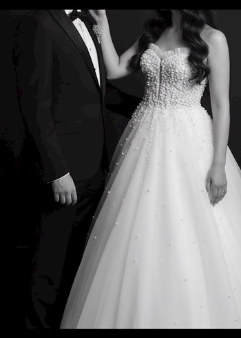 İncili Straplez Gelinlik - Görsel 3