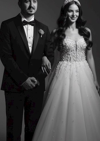 İncili Straplez Gelinlik - Görsel 2