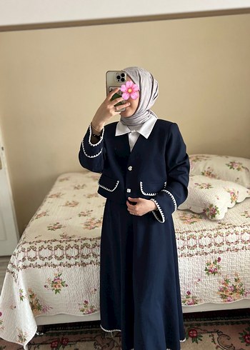 Diğer Zincir Detaylı Siyah Uzun Kadın Takım