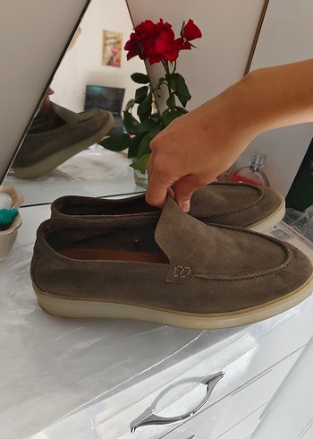 Massimo Dutti Erkek Gri Süet Günlük Loafer Ayakkabı