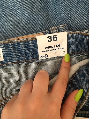 36 Beden mavi Renk Mango Wide Leg Jean