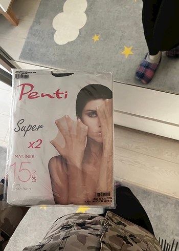 Penti  2li M beden 15 Denye mat ten rengi külotlu çorap. - Görsel 2