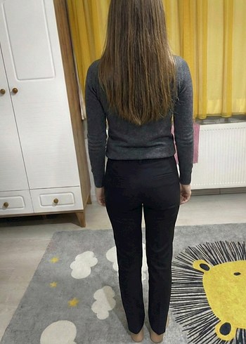 Gri Kadın Boğazlı Triko Kazak - Görsel 2